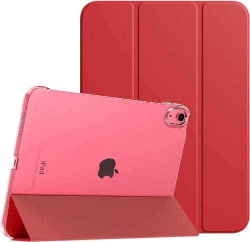 SU for iPad (A16) 11th Generation 11 Inch 2025/ iPad 10th Generation 10.9 Inch 2022, Slim Stand Hard PC Translucent Back Shell Smart Cover, Support Touch ID, Auto Wake/Sleep (Red)