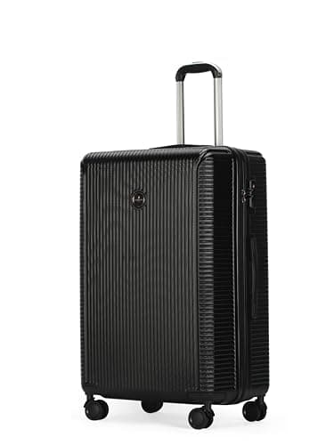 Larkbury Hard Shell Expandable Suitcase, Lightweight PC+ABS Travel Luggage with TSA Lock, Double Spinner Wheels & High Capacity Storage (Black, 28" in)