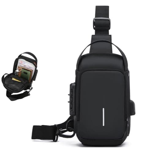 Anti-Theft Unisex Crossbody Sling Bag with USB Charging Port & Lock