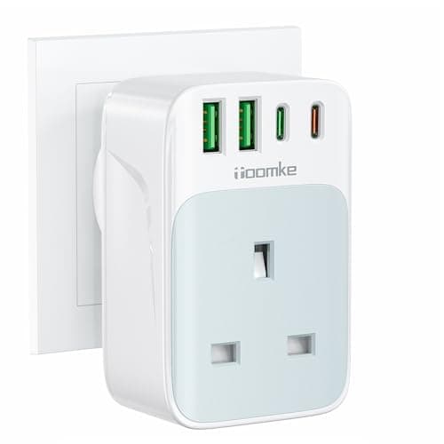 TOOMKE Multi Plug Socket with PD 35W USB C Fast Charge, Multi Plug Adapter Multi USB Extension Wall Charger Socket with 2 USB A and 2 USB C, Extension Plug Socket Adapter UK for Home, Office, School