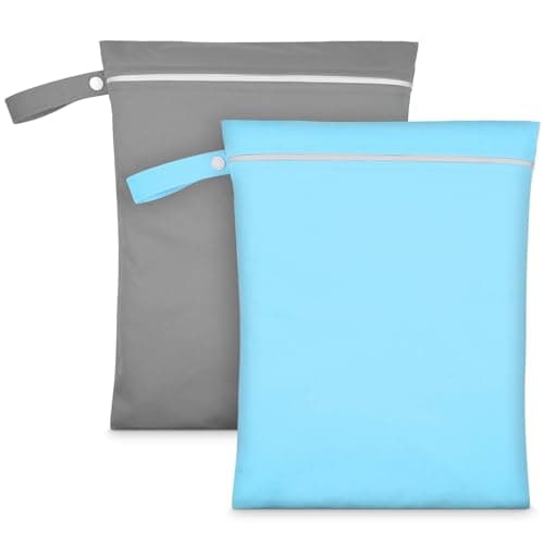 AOOSA 2PCS Wet Bags for Baby Items Travel Beach Swimming Camping(Gray&Blue)