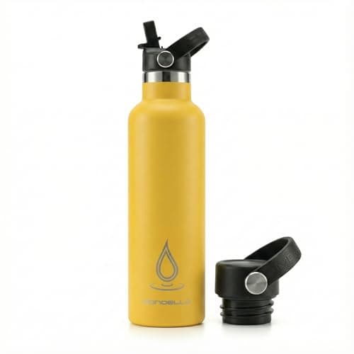 Mondello Insulated Stainless Steel Water Bottle with Straw & Strap (Yellow, 750ml) – Double Wall Vacuum Flask, Leakproof BPA-Free Drinks Bottle for Hot & Cold