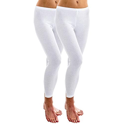 HERMKO 1720 2-pack ladies' legging in 100% cotton organic, Colour:white, Size:14/16 (M)