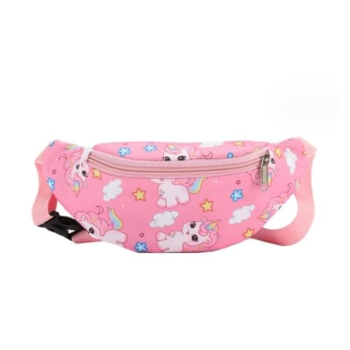 Dzxin Kids Fanny Pack, Cute Unicorn Kids Bum Bag Bumbag Waist Pack Cartoon Hipsack Belt Bag Small Belt Bum Bag Crossbody Purse Waist Pouch for Toddler Girls Boys Running Hiking Travel Sports(Pink)