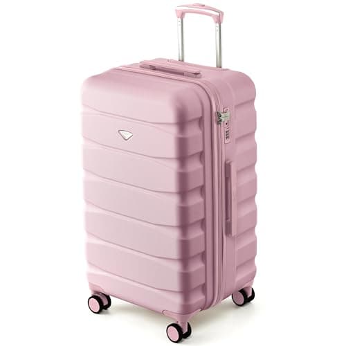 Flight Knight 70cm Trunk Suitcase - Hard Shell ABS Checked Luggage for Week-Long Travel with Medium Capacity Interior, Spinner Wheels and TSA Lock - Approved for Most UK Airlines