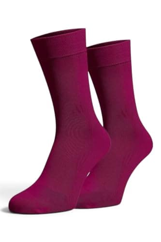 ONESCK Cotton Dress Socks for Women, Burgundy, 4-7