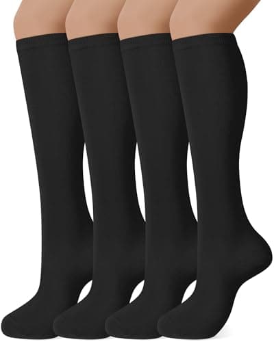 4 Pairs Ladies Knee High Socks Womens 4-7 Autumn Long Cotton Welly Gifts