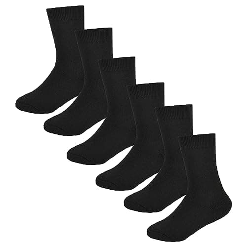 Heatwave Pack Of 6 Kids Thermal Socks Boys Girls Winter Boot Warm Sock Walking Thick Heavy Boot Cosy Hiking Gift, Black 4-6 (10-13 Years)