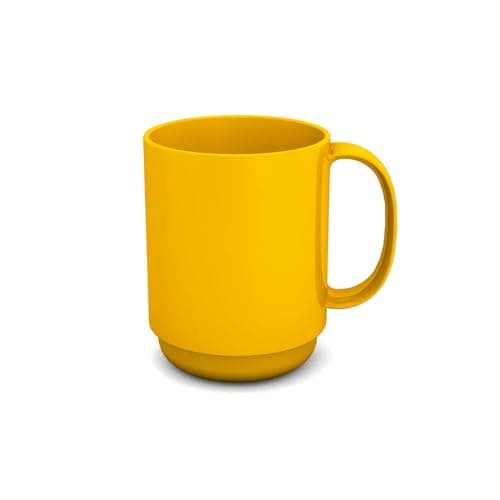 Ornamin Mug with Handle 300 ml Yellow (model 510) | stable coffee mug made of plastic, coffee cup, reusable cup, tea cup