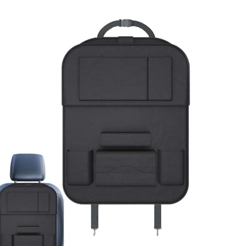 Car Organizer - Car Storage Bag with Folding Table, Faux Leather Car Organizer, Travel Storage Bag with Multiple Compartments, Car Seat Backrest Protection