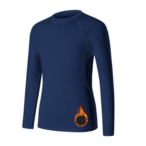 HYCOPROT Kids Thermal Top Warm Winter Compression Shirt Childrens Long Sleeve Youth Lightweight Fleece Base Layer Boys Athletic Quick Dry Warm Underwear for School Football Baseball Soccer Undershirt