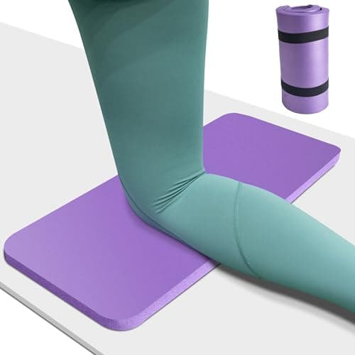 Yoga Knee Pad Cushion 0.8inch (20mm) Thick Yoga Mat with Carrier Strap Mats for Pain Free Knees, Elbows and Back, Workout Mats for Home Gym, Pilates, Planks, Ab Rollers (Purple, 24"x10"x0.8")
