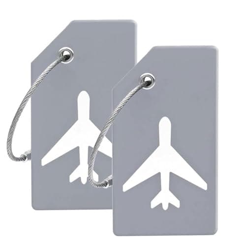 2Pack Grey Silicone Luggage Tag with Name Card to Quickly Spot Suitcase