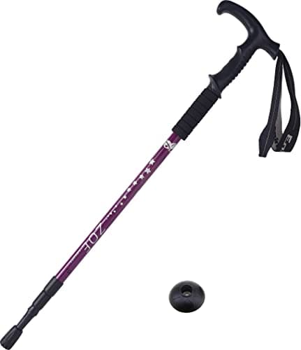 Hikehobby® 65CM to 135CM Antishock With Handle Trekking Walking Hiking Stick Pole (black) (Purple)