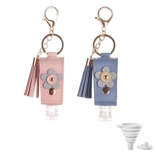 Jifudaciko 2 Pcs Hand Sanitiser with Clip, 30ml Refillable Empty Travel Bottles for Hand Sanitizer Lotion, Hand Sanitiser Keyring Holder for Purse Backpack, Portable Hygiene Accessory