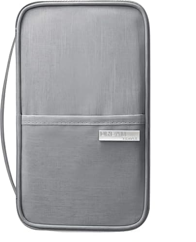 Mnixy Grey RFID Passport Holder Travel Wallet with Zipper, 4 Passport Slots