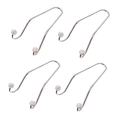 JECOMPRIS 4pcs Car Seat Back Storage Hooks, Stainless Steel with Diamond Detail, Space-saving Headrest Hangers for Handbags and Groceries, Silver