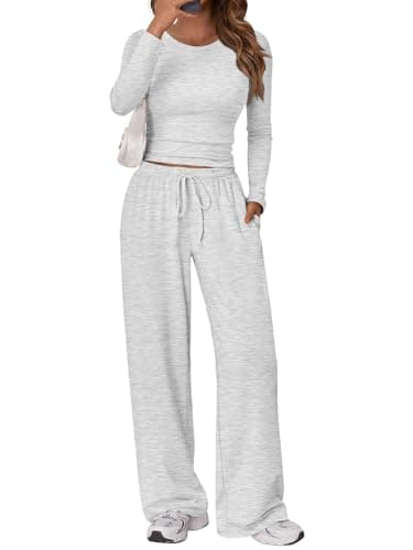 LILLUSORY Lounge Wear Sets for Women UK Airport Tracksuits Oatmeal Grey S