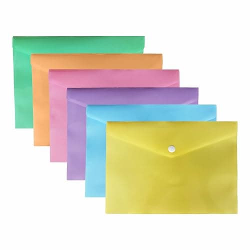 A4 Plastic Document Wallets – 5 Assorted Pastel Colours