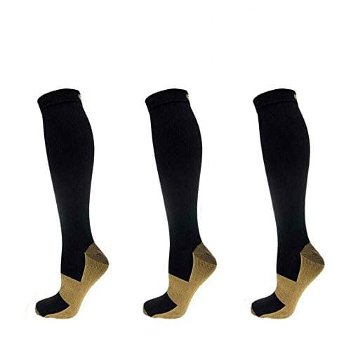 DZANS 3 Pirs Copper Compression Socks for Men & Women (20-30 mmHg) Best Graduated Athletic Fit for Running, Nurses, Flight Travel & Maternity Pregnancy - Boost Stamina, Circulation & Recovery(L/XL)