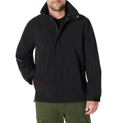 Amazon Essentials Men's Regular-Fit Waterproof Packable Rain Jacket, Black, XL