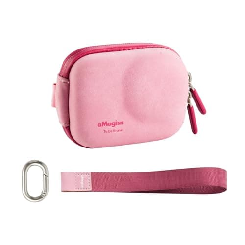 Wejinron Storage Case for DJI Osmo action 6/Osmo Nano, Carrying Case with Lanyard & Carabiner Accessories Compatible with DJI Osmo Action 6/Osmo Nano/Insta360 Go Ultra/Gopro Hero 13/12/11 (Pink)