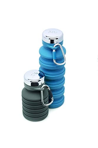 Joie Collapsible Water Bottle On The Go for Backpacking, Hiking, Camping, and Sports, BPA Free, Silicone, Reusable and Includes Carabiner for Water Bottle | 16 oz.