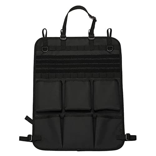 HUNTVP Car Seat Back Organizer, Tactical Molle Vehicle Panel Universal Tactical Vehicle Seat Organizer Storage Bag with 6 Storage Pouch Molle Car Seat Organiser