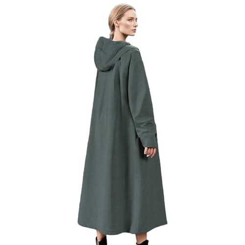 Women's Long Raincoat, Waterproof Rain Jacket, Long Rain Protection, Reusable Windproof Poncho for Outdoor Activities, Lightweight Windbreaker for Camping, Fishing, Travel, Riding and Hiking