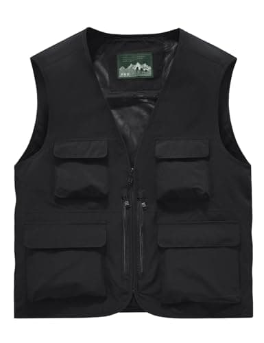 Sukany Men's Safari Utility Fishing Vest Work Travel Cargo Gilet Tool Military Tactical Shooting Waistcoat Outdoor Clothing Multi Pocket Jacket Fisherman Costume Black M
