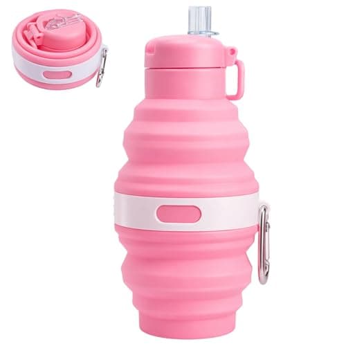 KxrTpx Folding Water Bottle Design, Silicone Water Bottle with Collapsible Feature, Compact 17 by 8.3 cm Size for Portable Hydration