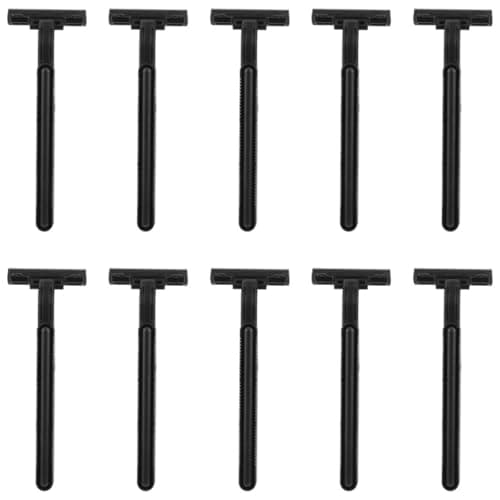 Black 10pcs Disposable Anti-slip Hair Razor for Body Trimming