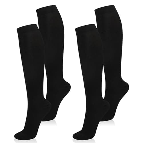 2 Pairs Compression Socks for Women and Men, 15-20 mmhg Support Socks Stockings for Swelling, Running, Flight, Nurse, Flight