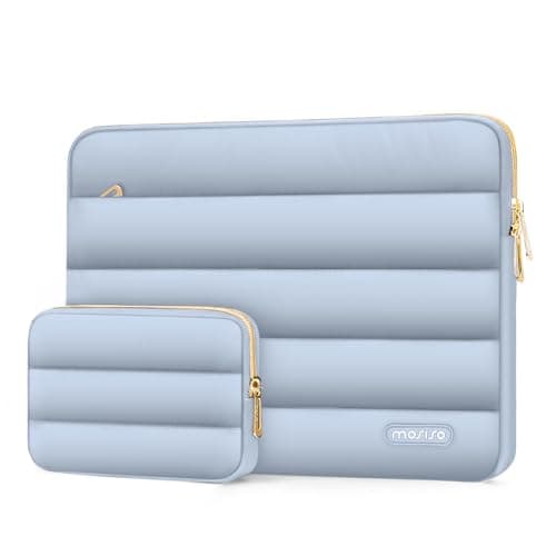 MOSISO 13.3 inch Laptop Case Puffy Sleeve with Small Bag, Baby Blue