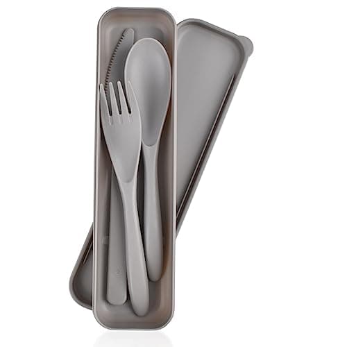 Travel Cutlery Set with Case,Portable Reusable Plastic Knife Fork and Spoon