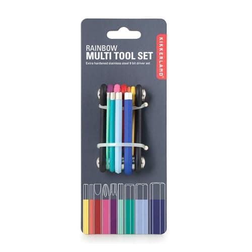 Kikkerland 9-in-1 Rainbow Multi-Tool – Compact & Durable 9-Bit Driver Set with Allen Wrenches & Screwdriver Bits – Utility Essentials for Home Improvement & Travel Repair