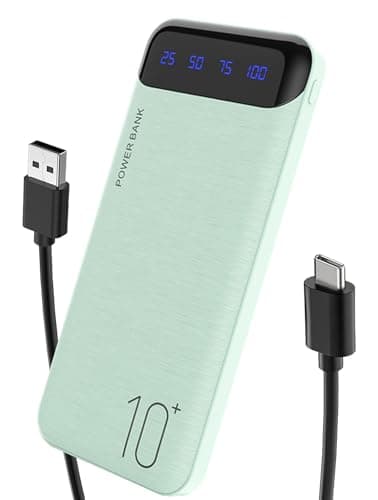 Portable Charger 10000mAh Slim USB C Input and Output Power Bank with LED Display Lightweight External Battery Pack Compatible for iPhone 14/13/12, iPad, Samsung etc. (green)