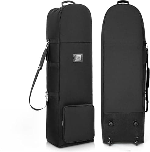 PERFBAGS Golf Travel Bags with Wheels, 1200D Heavy Duty Oxford Wear-Resistant with Extra Storage Bag, Lightweight & Portable Golf Club Travel Cover for Airlines Easy Storage (Black, Shoulder)