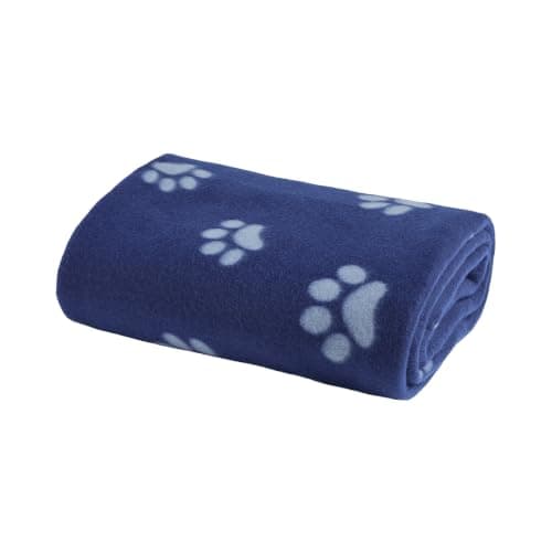 OHS Pet Paw Print Dog Blankets Washable Polar Fleece Blanket, Blue