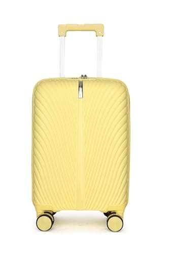 Fly Kite Luggage Carry On Cabin Suitcase 50 x 33 x 19 cm, 18 inch - 100% Polypropylene Hard Shell Aluminium Trolley Handle Real TSA Secure Lock 3 Digit 360° Smooth Detachable Wheels Yellow