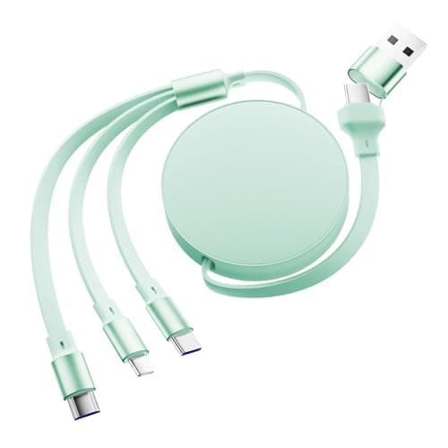 Diyuna 3 in 1 USB Multi Charger Cable, 120W Fast Multi Charging Cable with USB A/C, Retractable Charging Cable for Multiple Devices, Multiple Charger Cable Compatible for Pad, Phone, Laptop(Green)