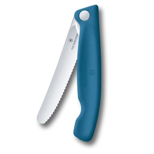 Victorinox Swiss Classic Folding Picnic Knife, 11cm Serrated Blade, Blue