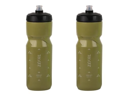 ZEFAL Pack Sense Soft 80 Bicycle and Mountain Bike Bottles – Set of 2 Soft and Odourless Sports Bottles – BPA-Free Water Bottle – Silicone Teat – Olive Green, 2 x 800 ml