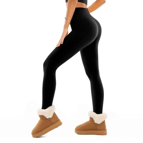 SINOPHANT Fleece Lined Leggings Women, Warm Thermal Winter Black XXL