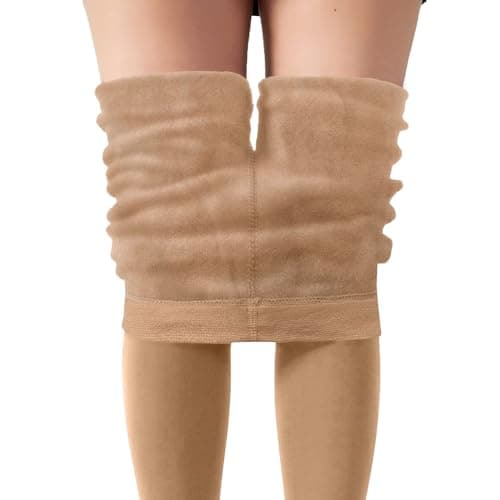 2025 Thermal Fleece Lined Leggings Women Winter Warm Thick Tights Thermal Velvet Pants Control Soft Stretchy (Beige, One Size)