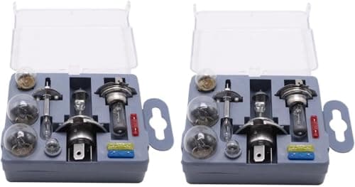 TAKPART 2 SET Compact Universal Car Travel Emergency Spare Bulb/Fuse Kit H1 (448) H4 (472) H7 (499) Compatible for Most Vehicles