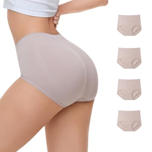Women's 4 Pack Polyester Briefs High Waist Full Coverage Cotton Gusset (4pcs-e,S)