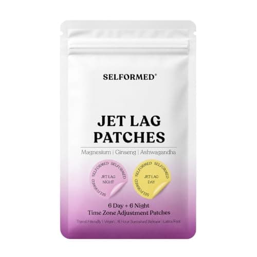 Selformed | Jet Set Mode™ Day & Night Jet Lag Aid Support Patches | Travel Wellness for Energy, Sleep, Long Haul Flight Travel | Ginseng, Magnesium, L-Theanine & Ashwagandha | 30 Vegan Patches