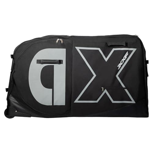 Exquimac Bike Travel Case & Bike Travel Bag - Bicycle Pro Transport Equipment for Air Flights - Oversized Capacity, Waterproof Fabric with 4 Aluminum Support Bars, Wheel Protection Tubes & YKK Zippers