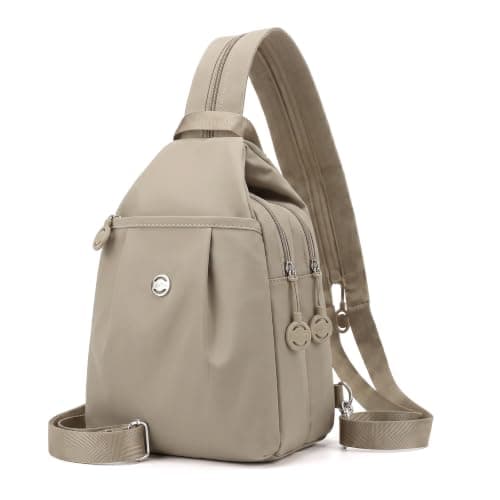 Anti Theft Backpack - Waterproof 2-Way Commuter Bag with Large Capacity Oxford Convertible Shoulder Tote - Stylish Multi-compartment Travel Handbag for Work Fitness Shopping,Khaki (30x21x14cm)